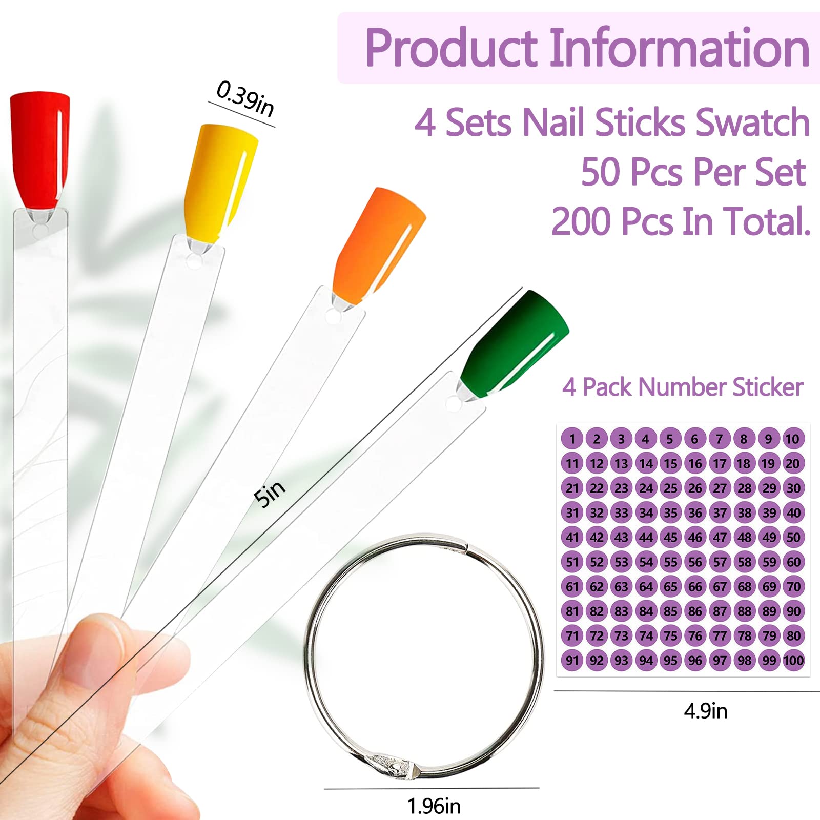 Clear acrylic nail practice sticks for color display