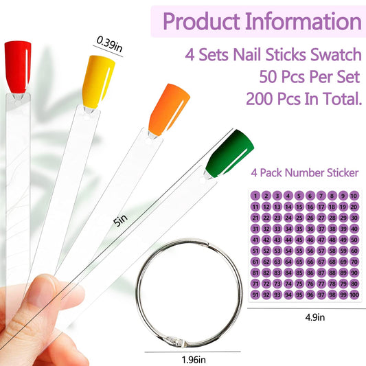 Clear acrylic nail practice sticks for color display