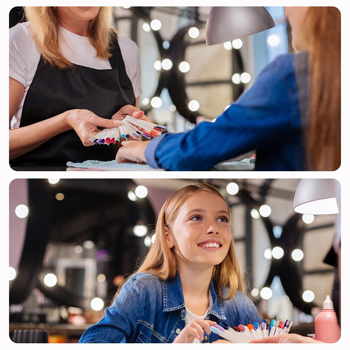 Detailed view of clear fake nail art display tips