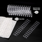 Transparent nail art swatch dots arranged in a collection