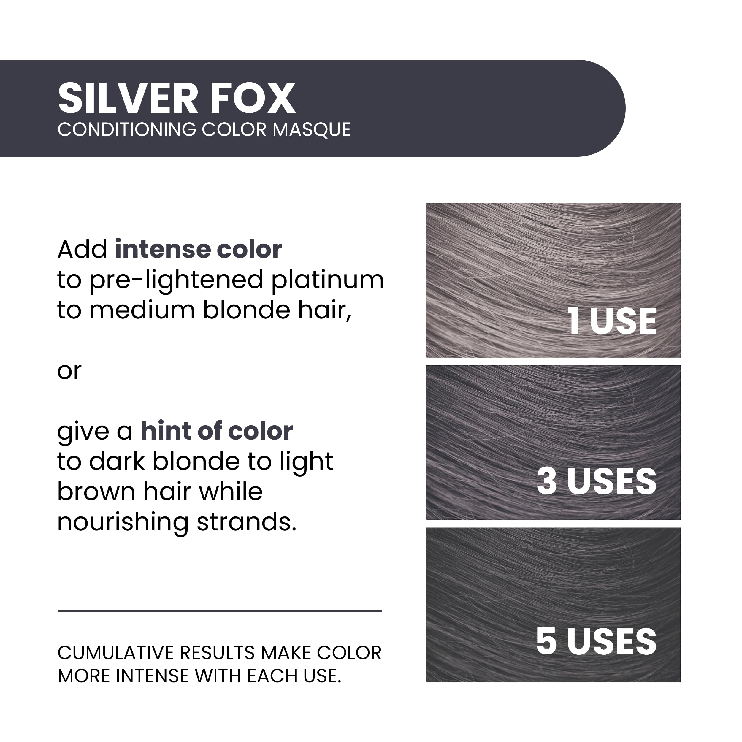 ALOXXI Silver Fox temporary hair color mask tube highlighting deep conditioning benefits