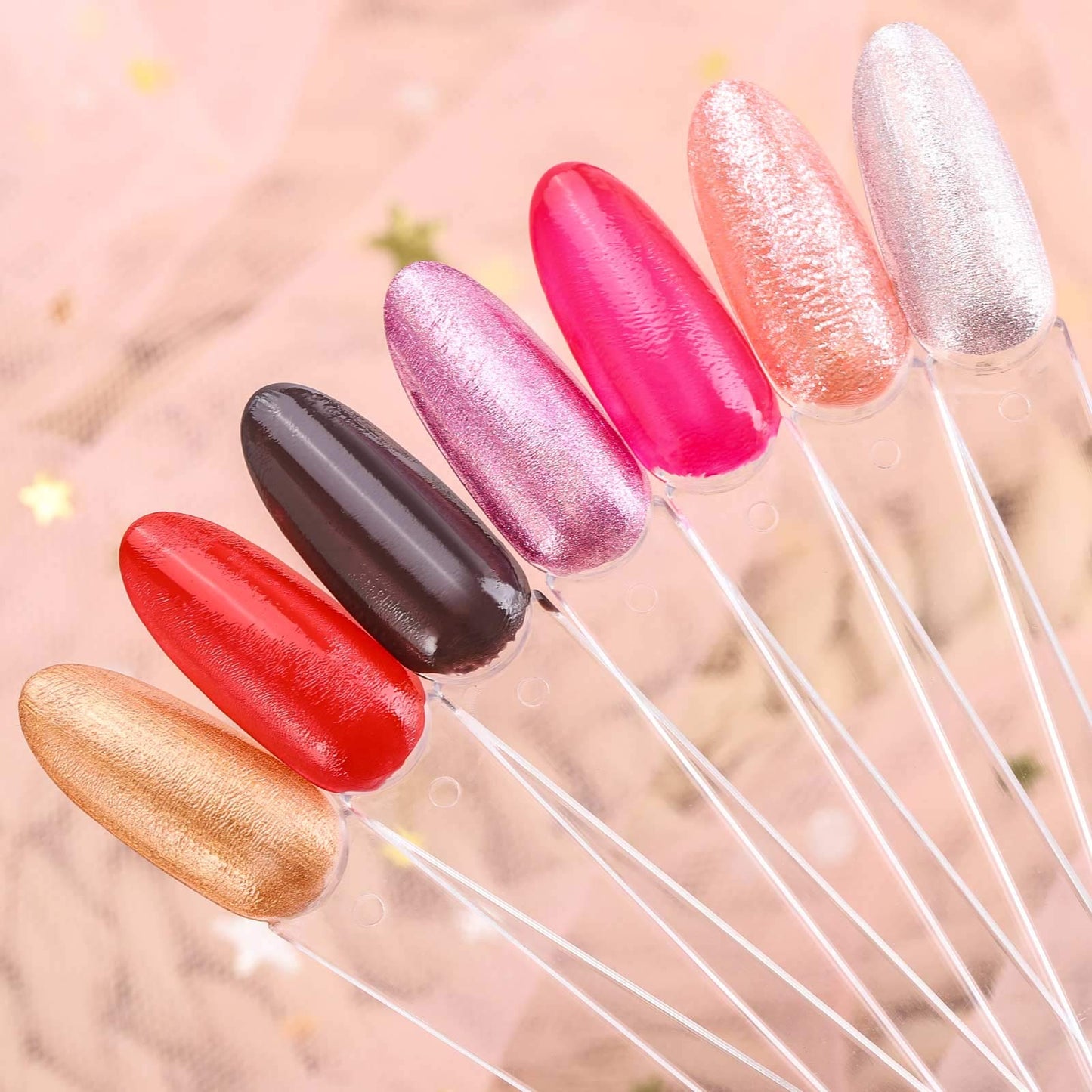 Fan-shaped nail art practice sticks for color display