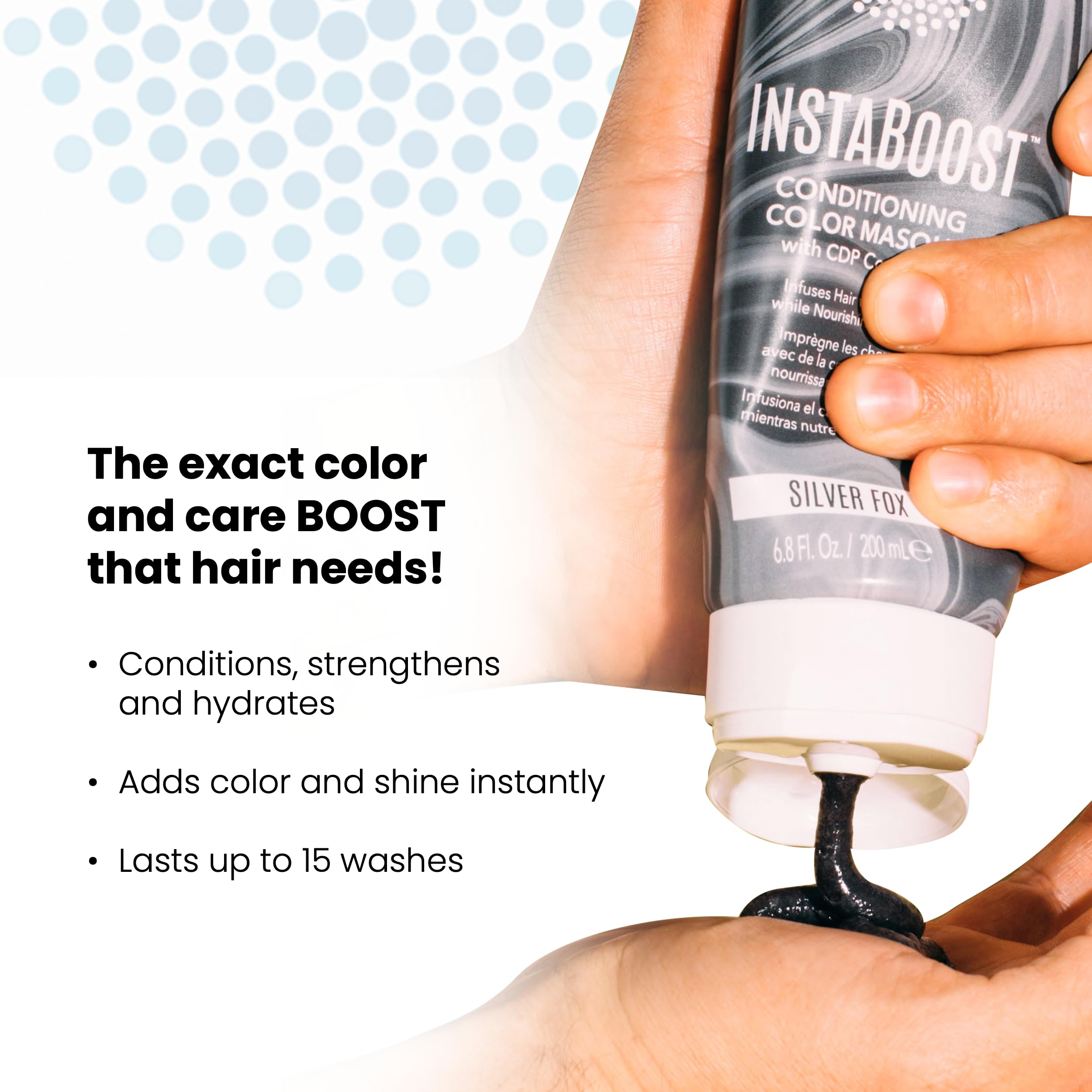 Texture shot of the extra-pigmented silver color masque formula for gray hair