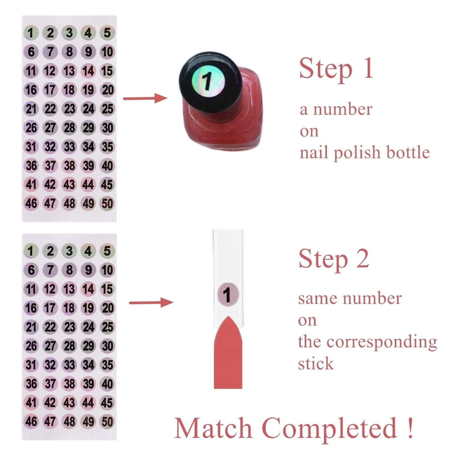 Fenkon transparent nail color display sticks fanned out