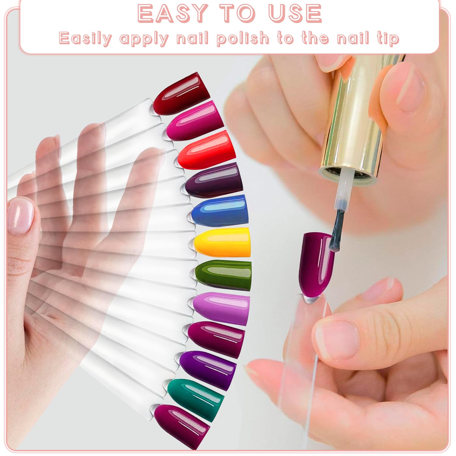 Fan-shaped nail polish display sticks set
