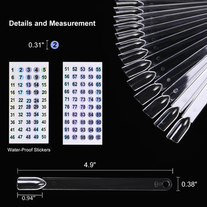 Nail art swatch sticks showing color application for salon display.