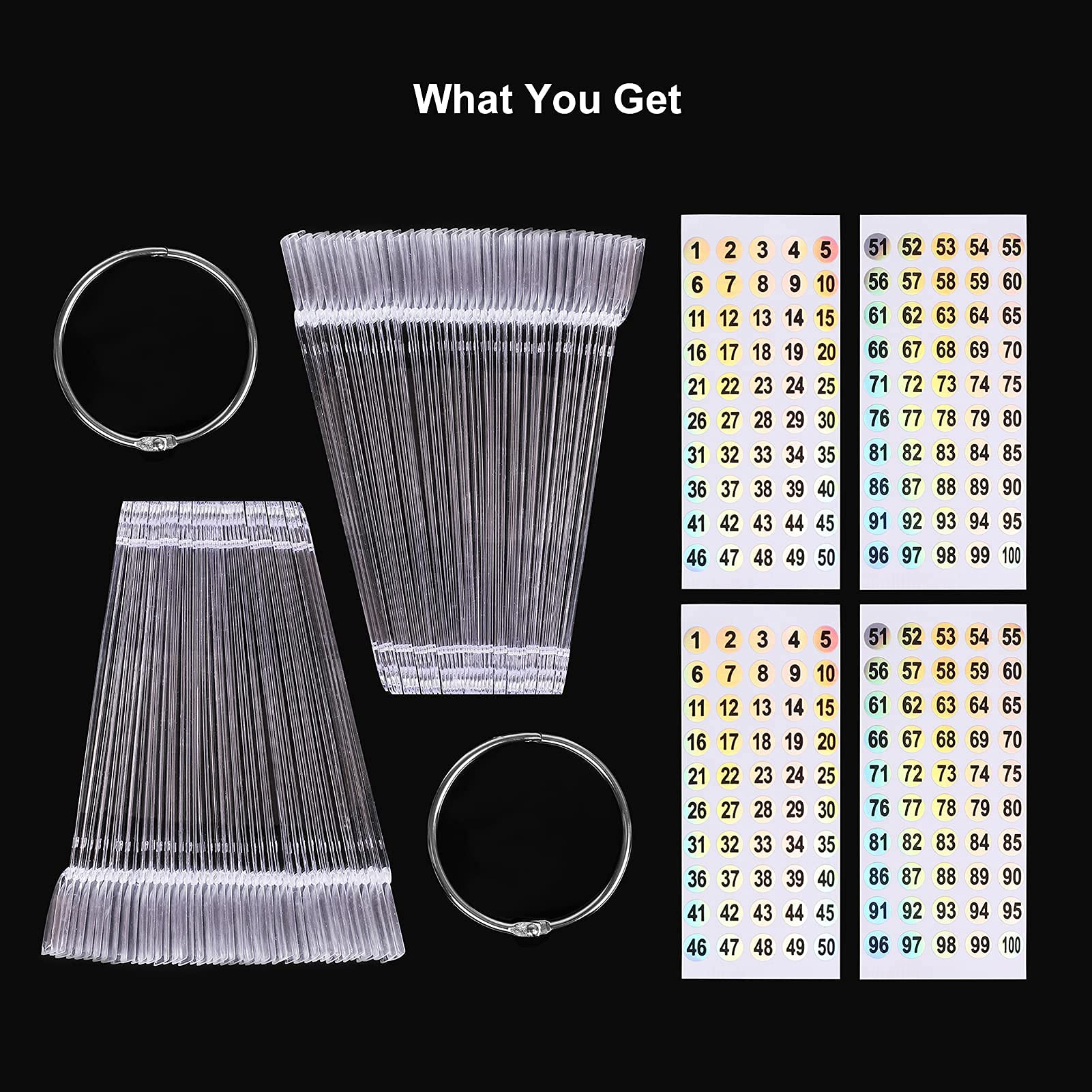 Top view of nail polish color wheel practice sticks for home use.