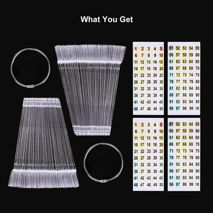 Top view of nail polish color wheel practice sticks for home use.