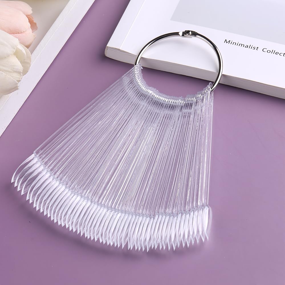 High quality acrylic nail display sticks with stainless steel ring.