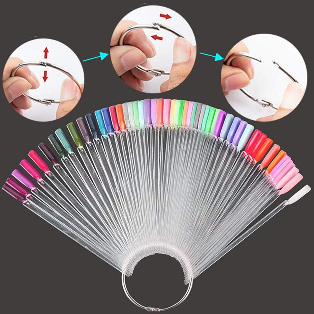 Treamlyn nail art display sticks with metal ring organizer