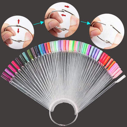 Treamlyn nail art display sticks with metal ring organizer