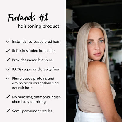 Four Reasons Color Mask Cool Sand Blonde before and after demonstration on light bleached hair