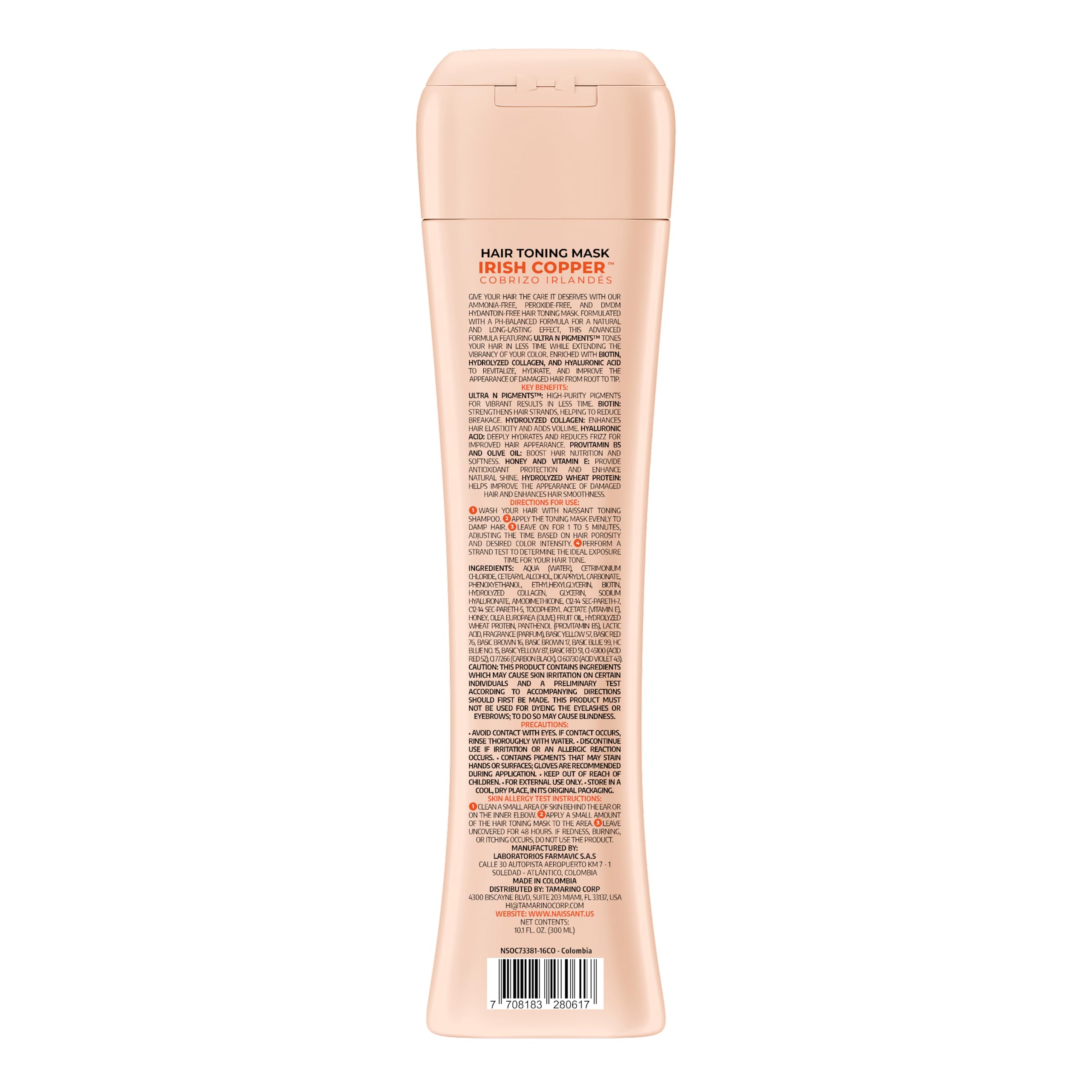 Naissant copper color depositing hair mask bottle showing product details