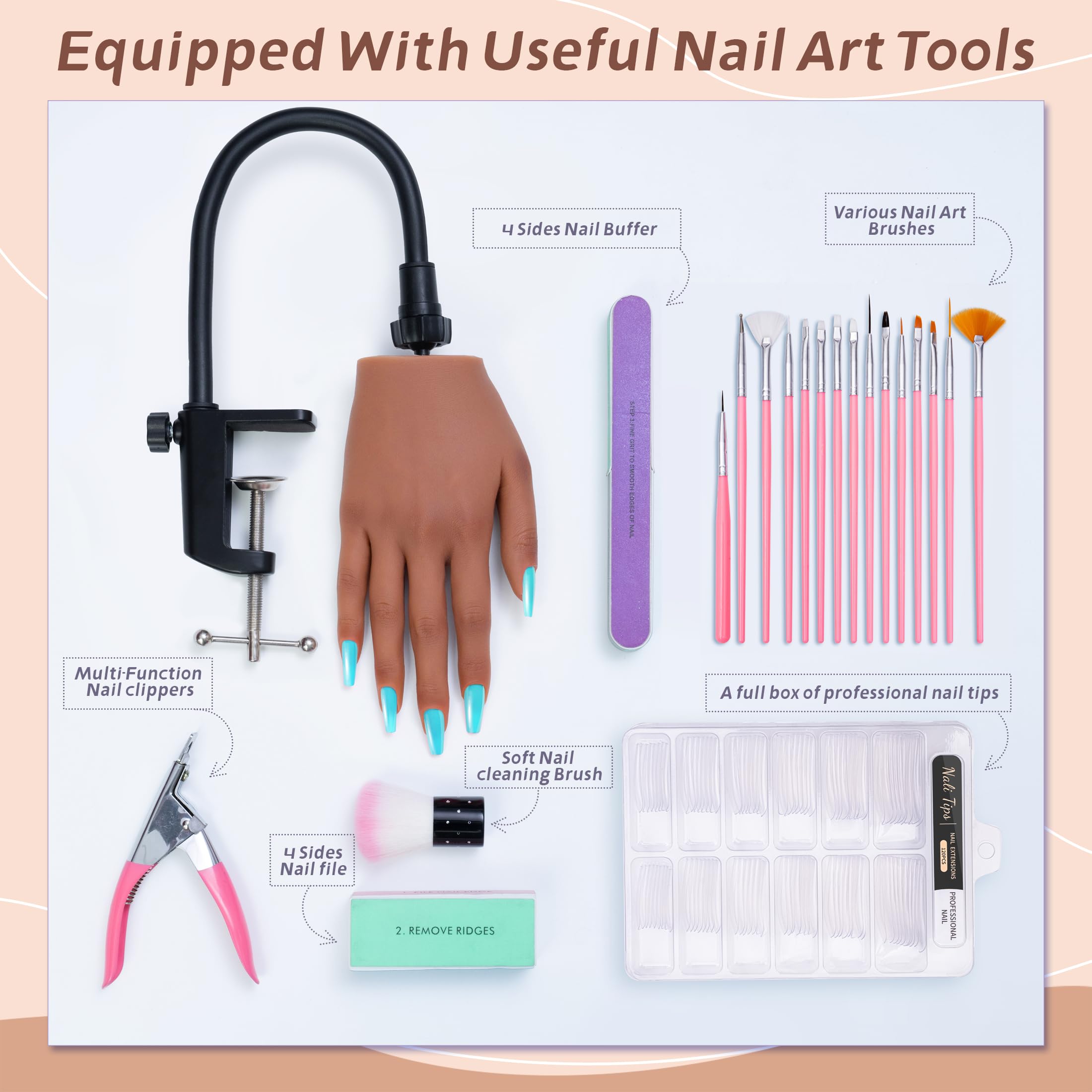 Veikmv nail art practice kit with table clamp and tools