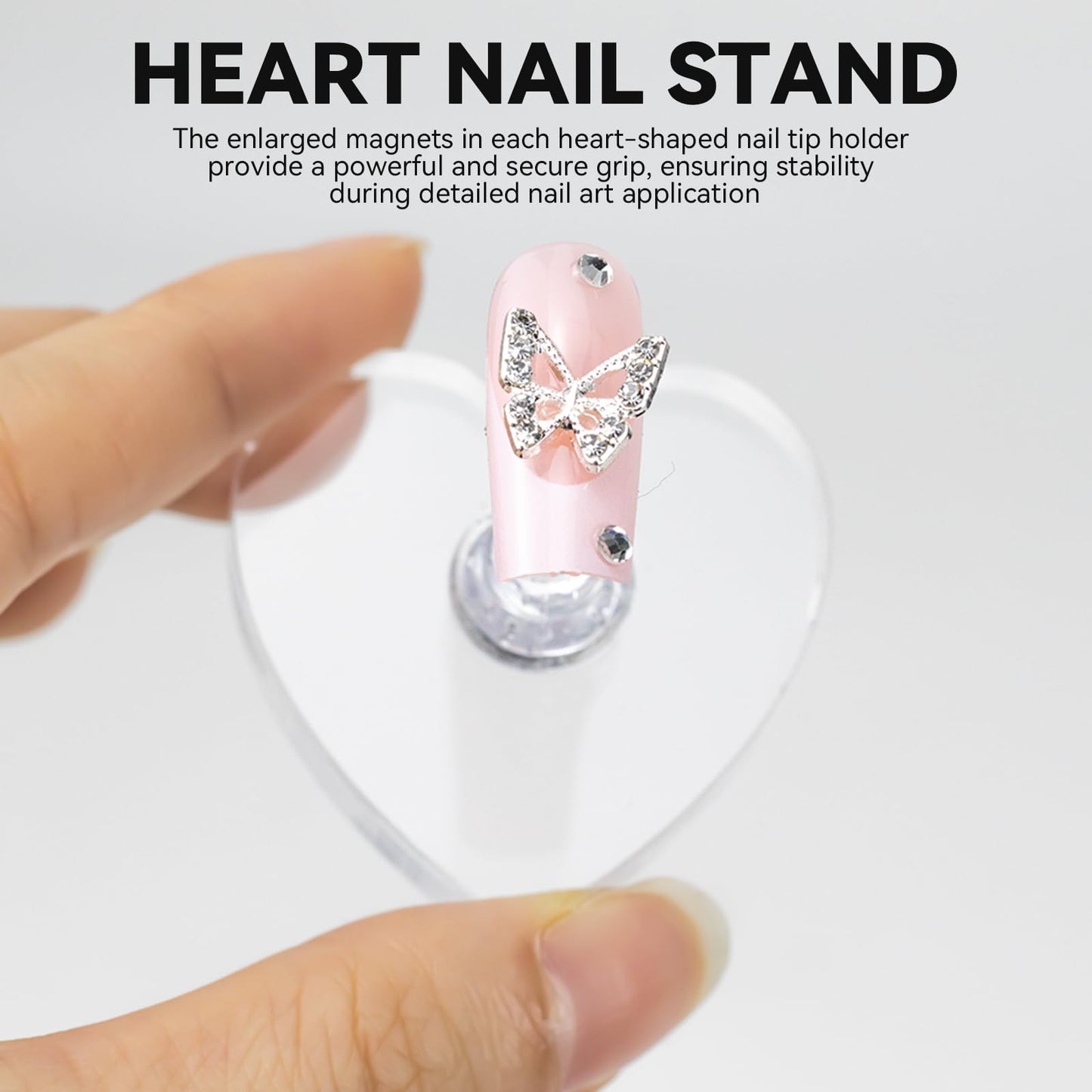 Esuohym nail practice stand kit with clear plastic storage box and tape.