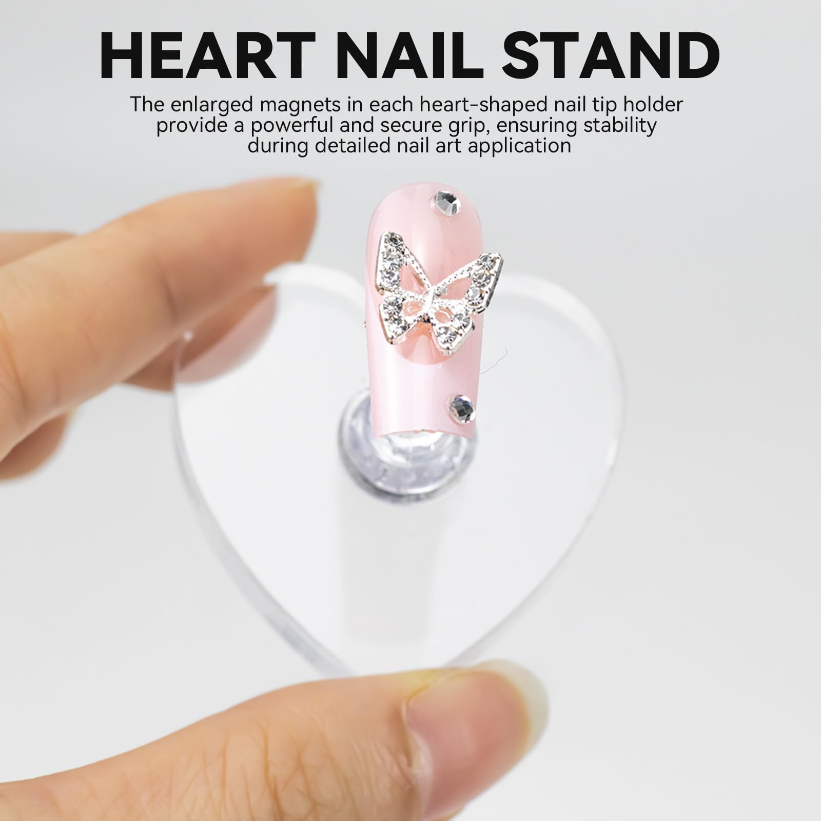 Esuohym nail practice stand kit with clear plastic storage box and tape.