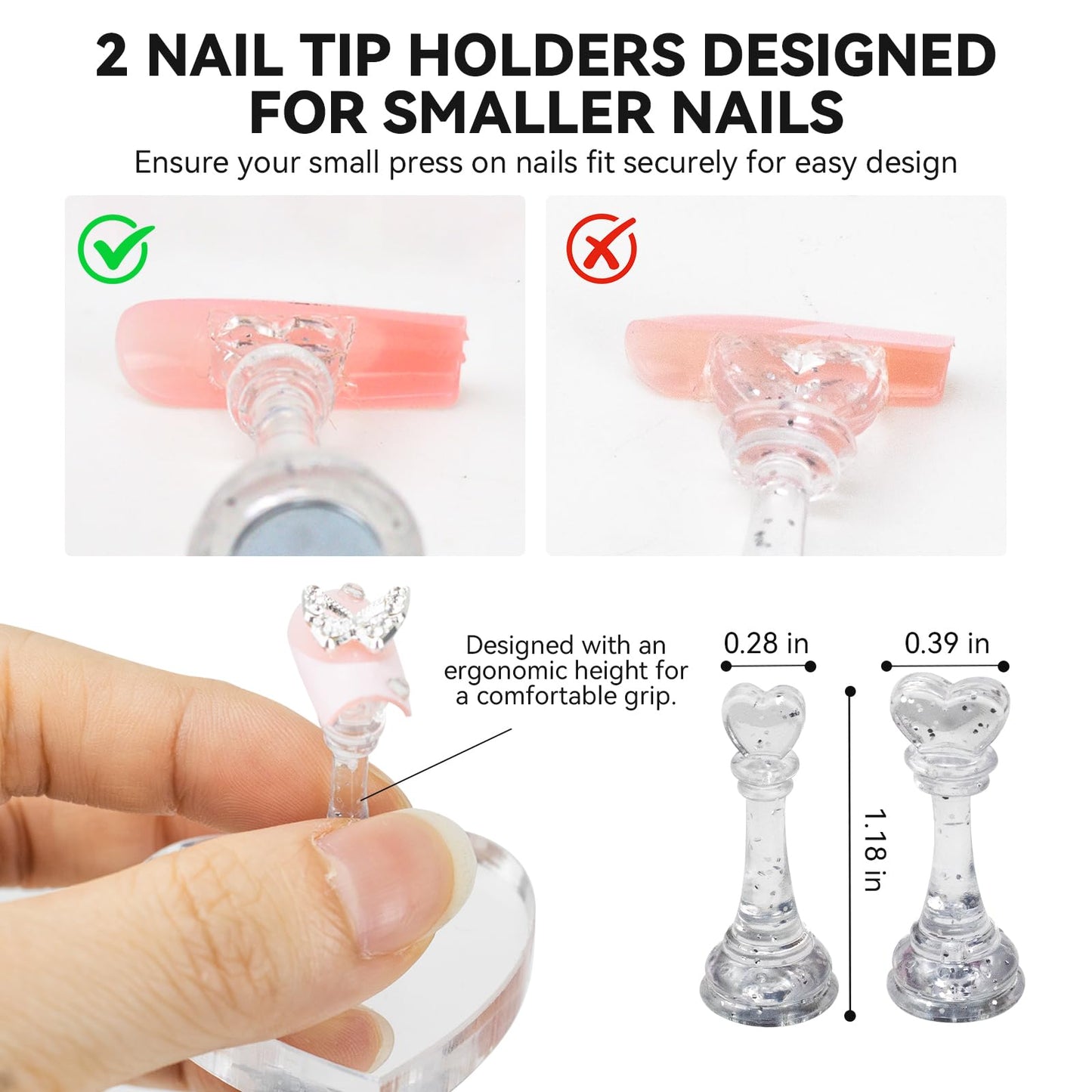 Professional nail art setup showing press on nails on magnetic stands.