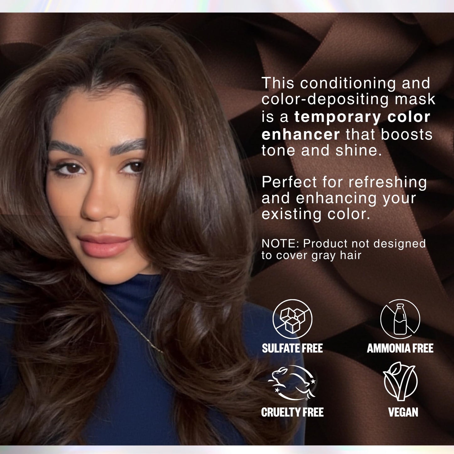 Vegan and cruelty free color depositing treatment for deep hair hydration