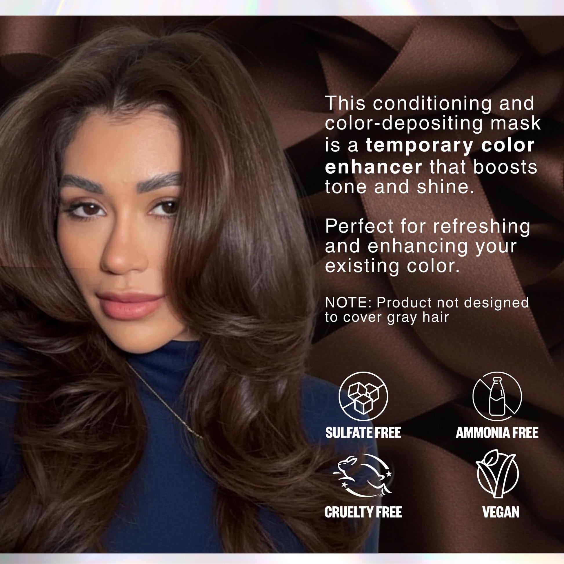 Vegan and cruelty free color depositing treatment for deep hair hydration