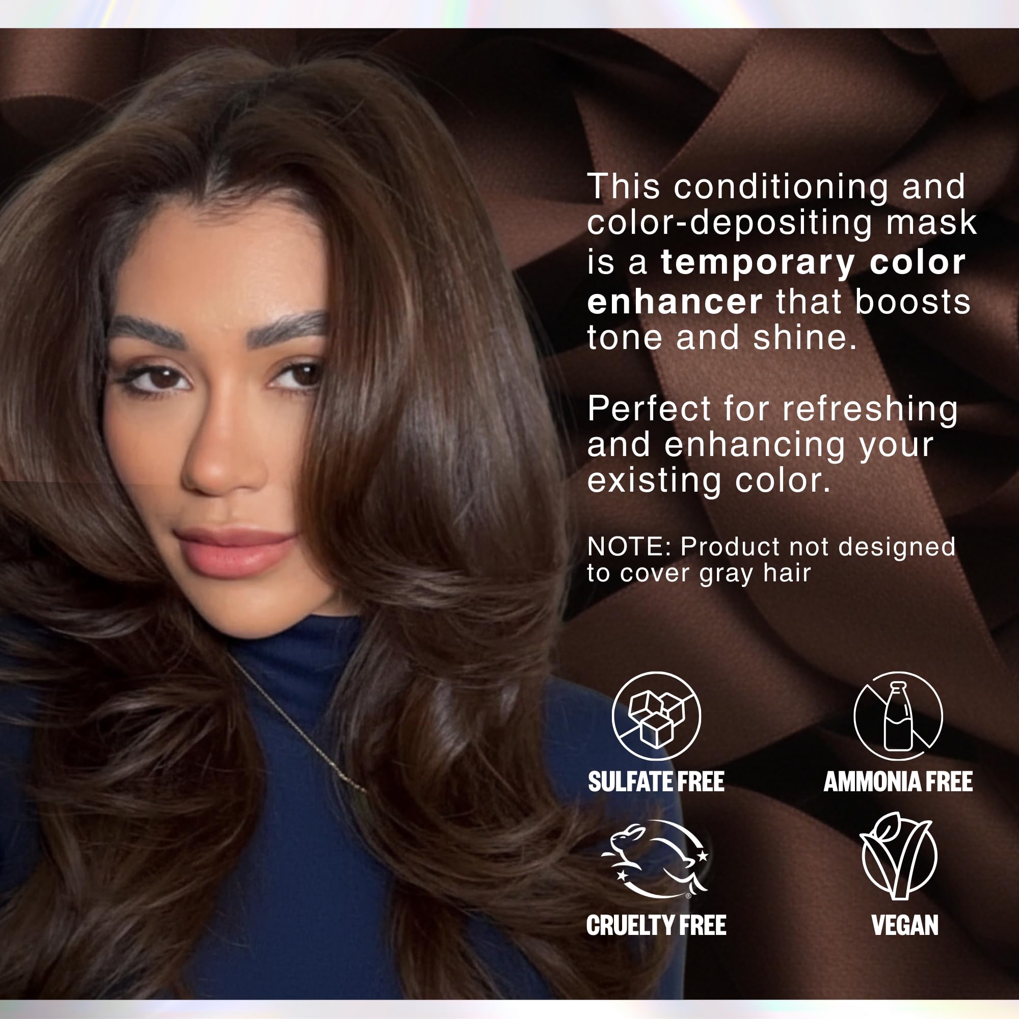 Vegan and cruelty free color depositing treatment for deep hair hydration