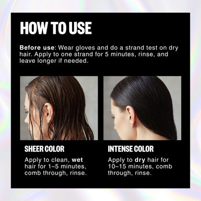 IGK Brown Bella hair mask showing results on color treated brown hair strands