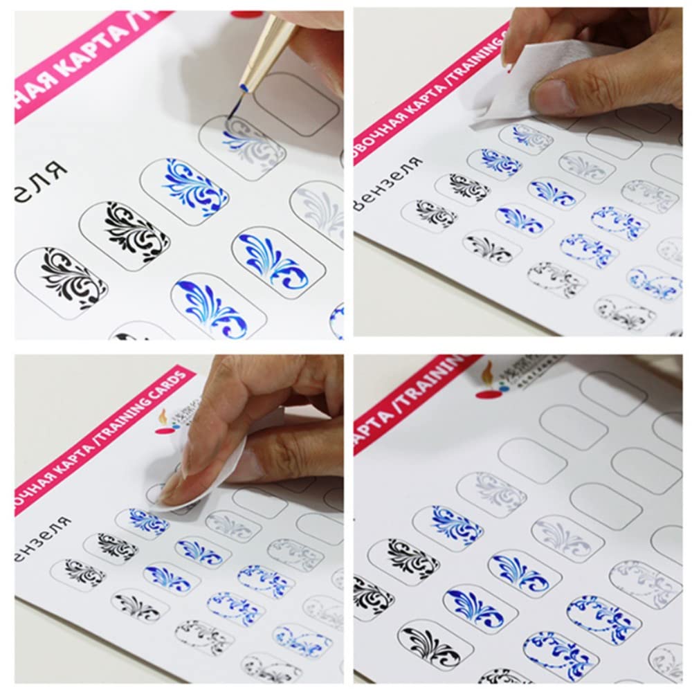 Detailed view of French tip and line work training templates