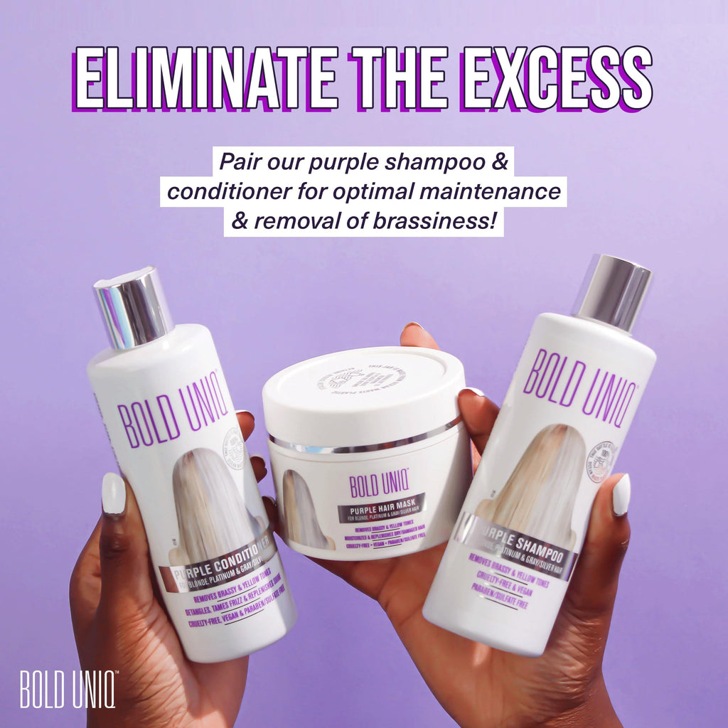 Bold Uniq deeply hydrating brassy hair neutralizer jar on display