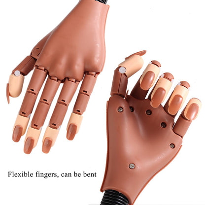 Adjustable nail practice hand with pop in tips