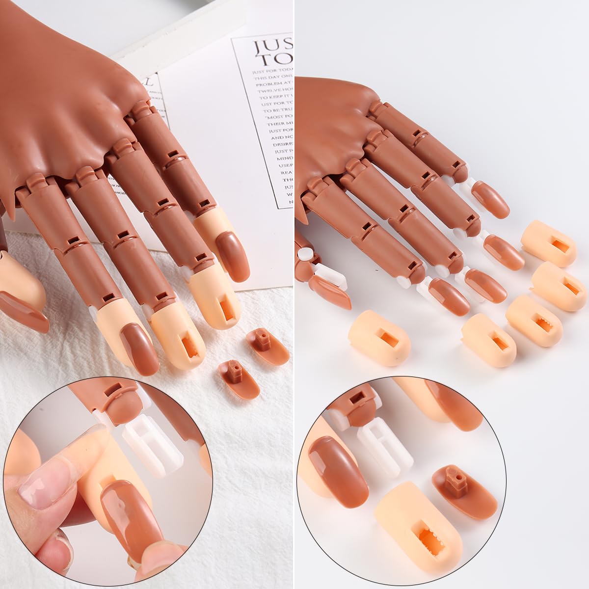 Close up of Fcozpjk nail art training hand fingers