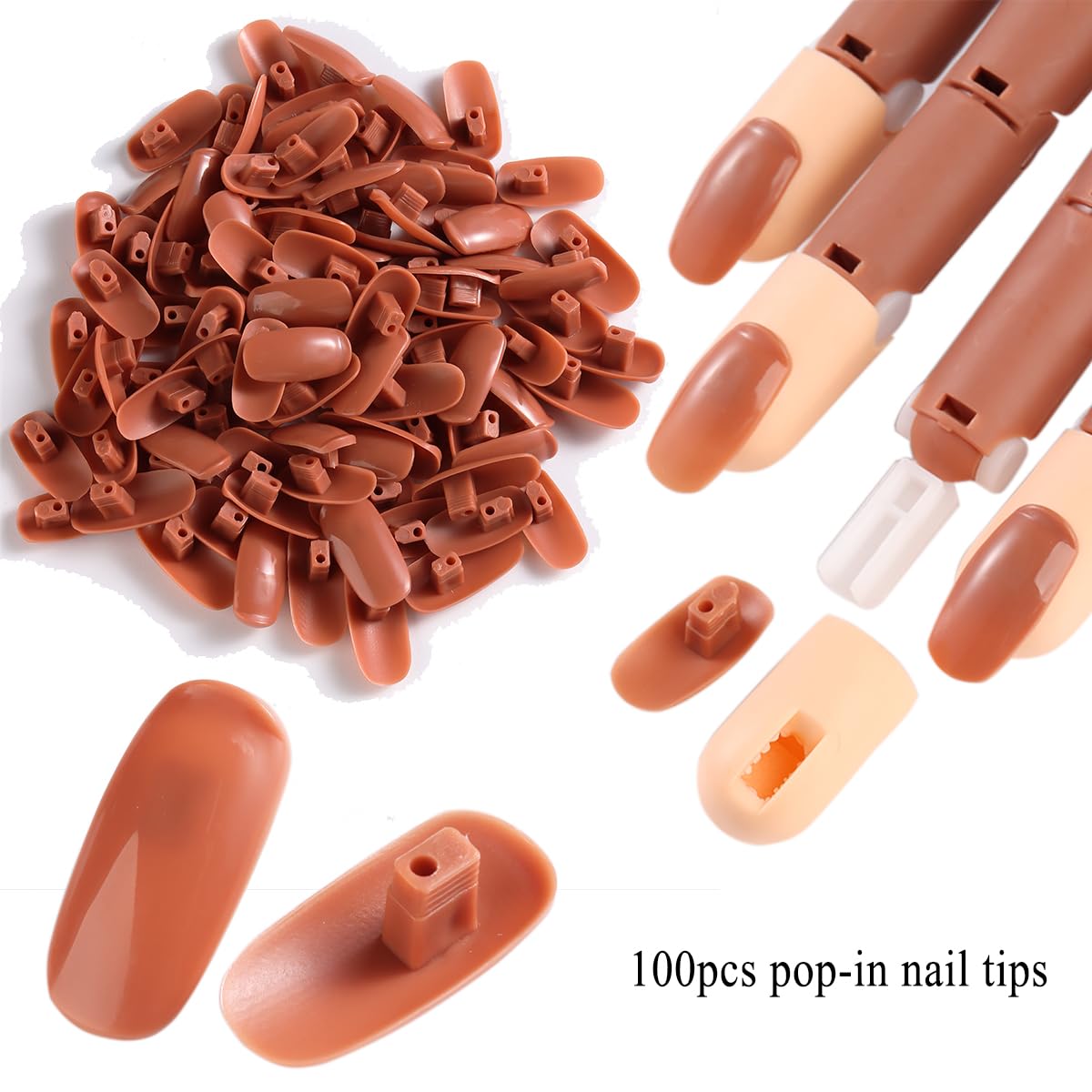 Set of 200 nail tips for acrylic practice hand