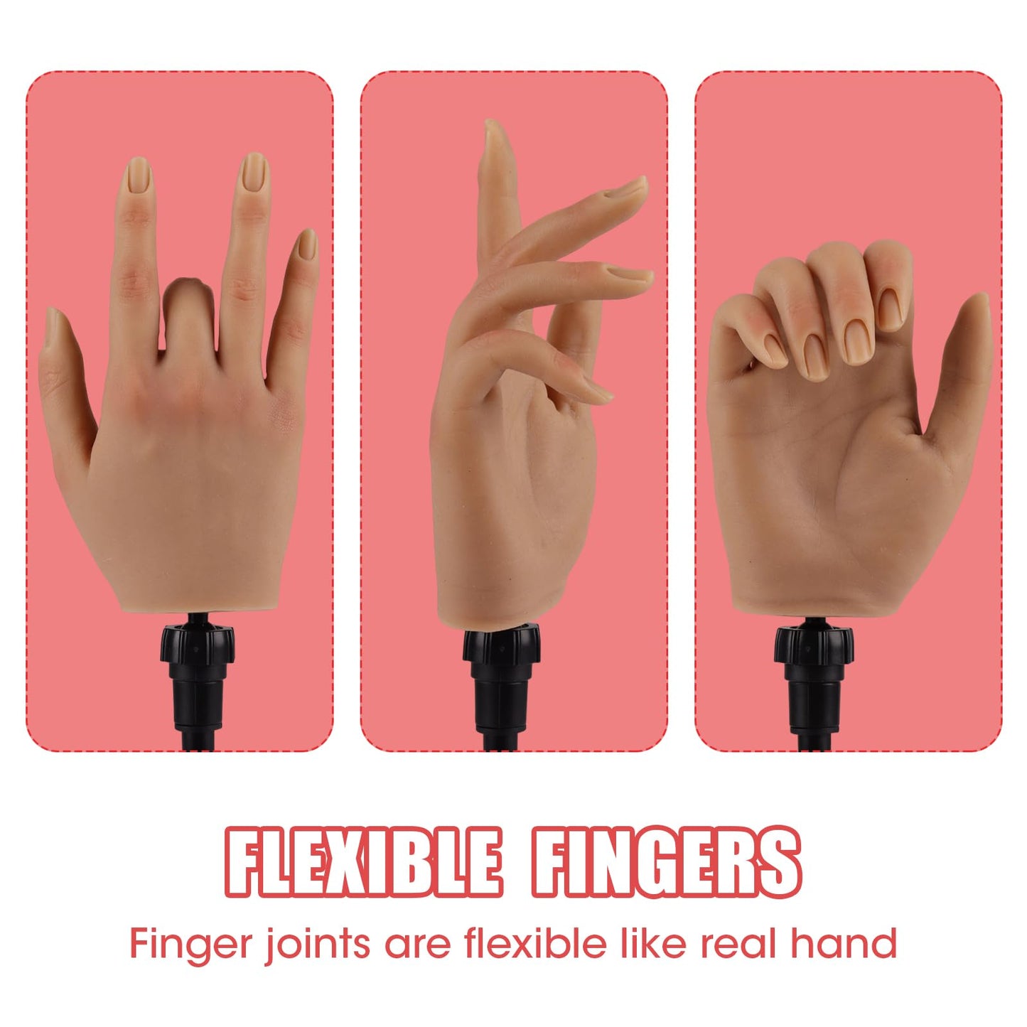 Close up of KnowU mannequin hand nail bed for tip insertion