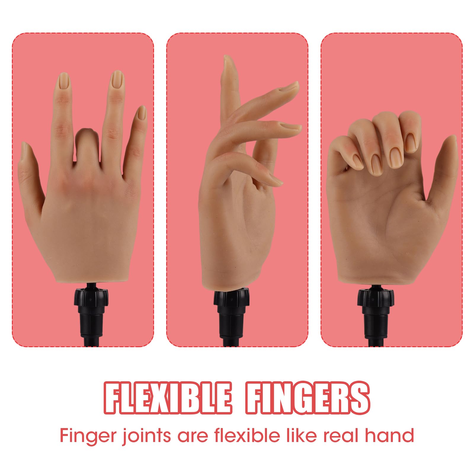 Close up of KnowU mannequin hand nail bed for tip insertion