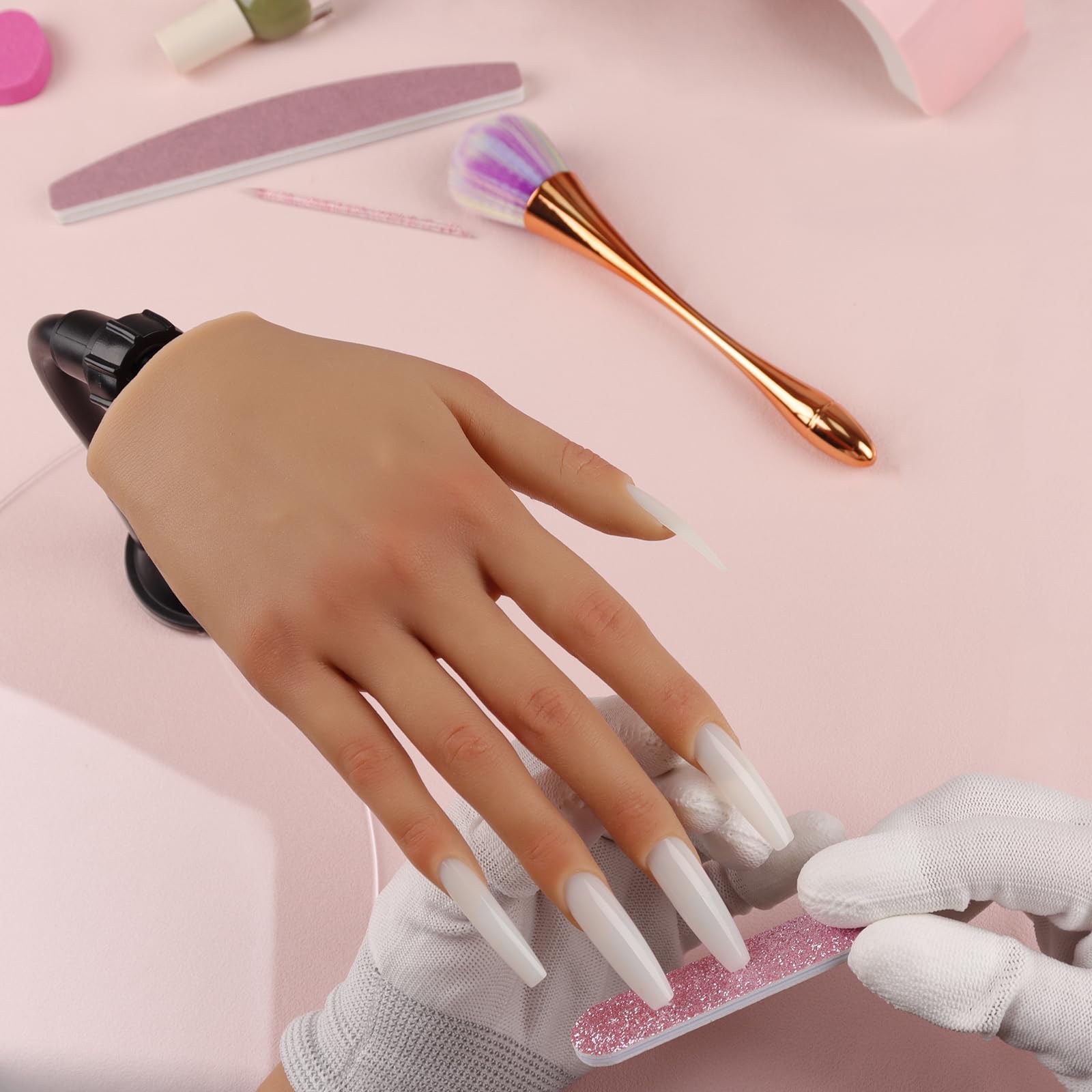 KnowU nail technician practice tool attached to a desk