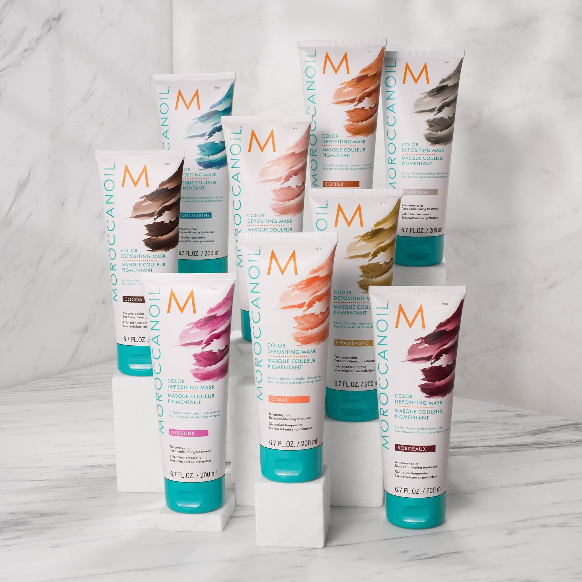 Moroccanoil hair color mask texture showing rich brown cream