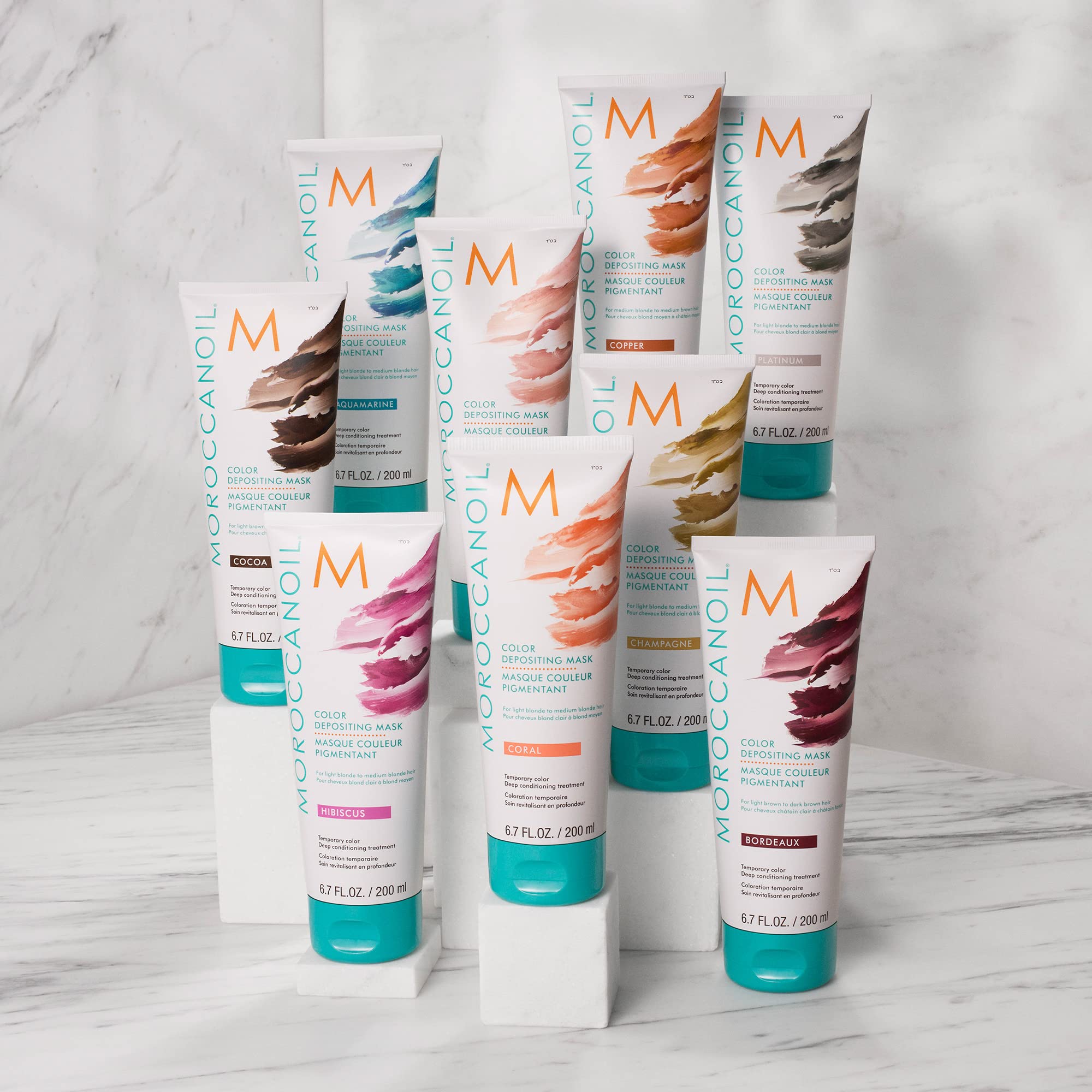 Moroccanoil hair color mask texture showing rich brown cream