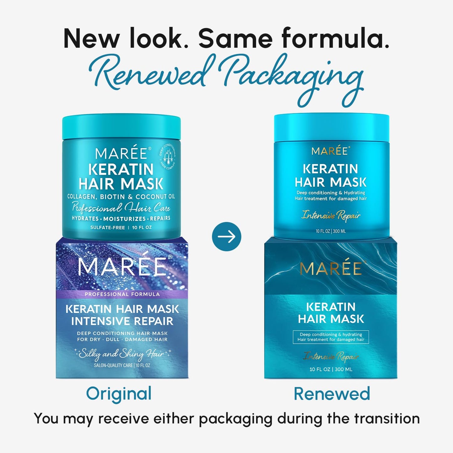 MAREE Keratin Hair Care treatment container showing premium ingredients