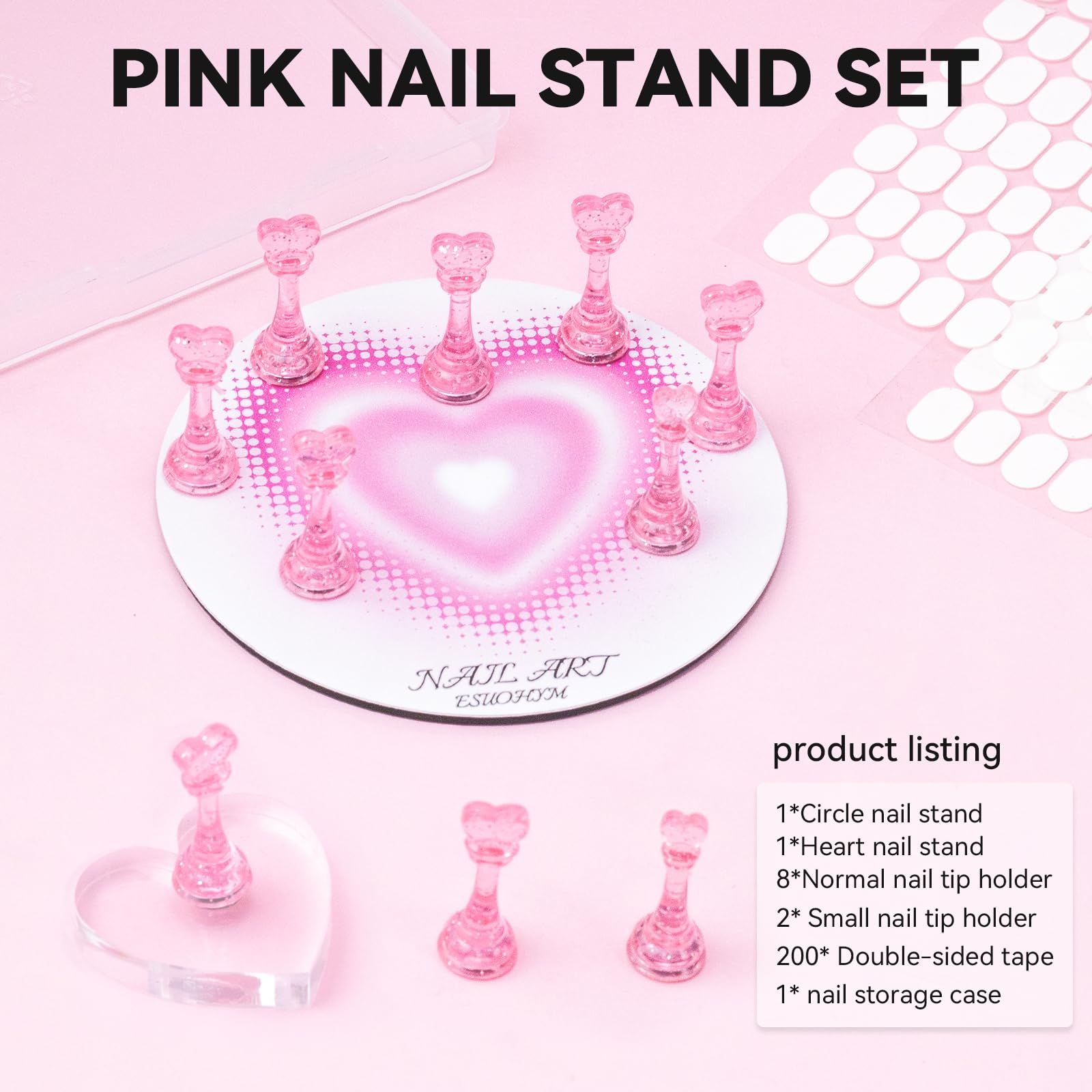 Pink magnetic nail tip holders for press on design