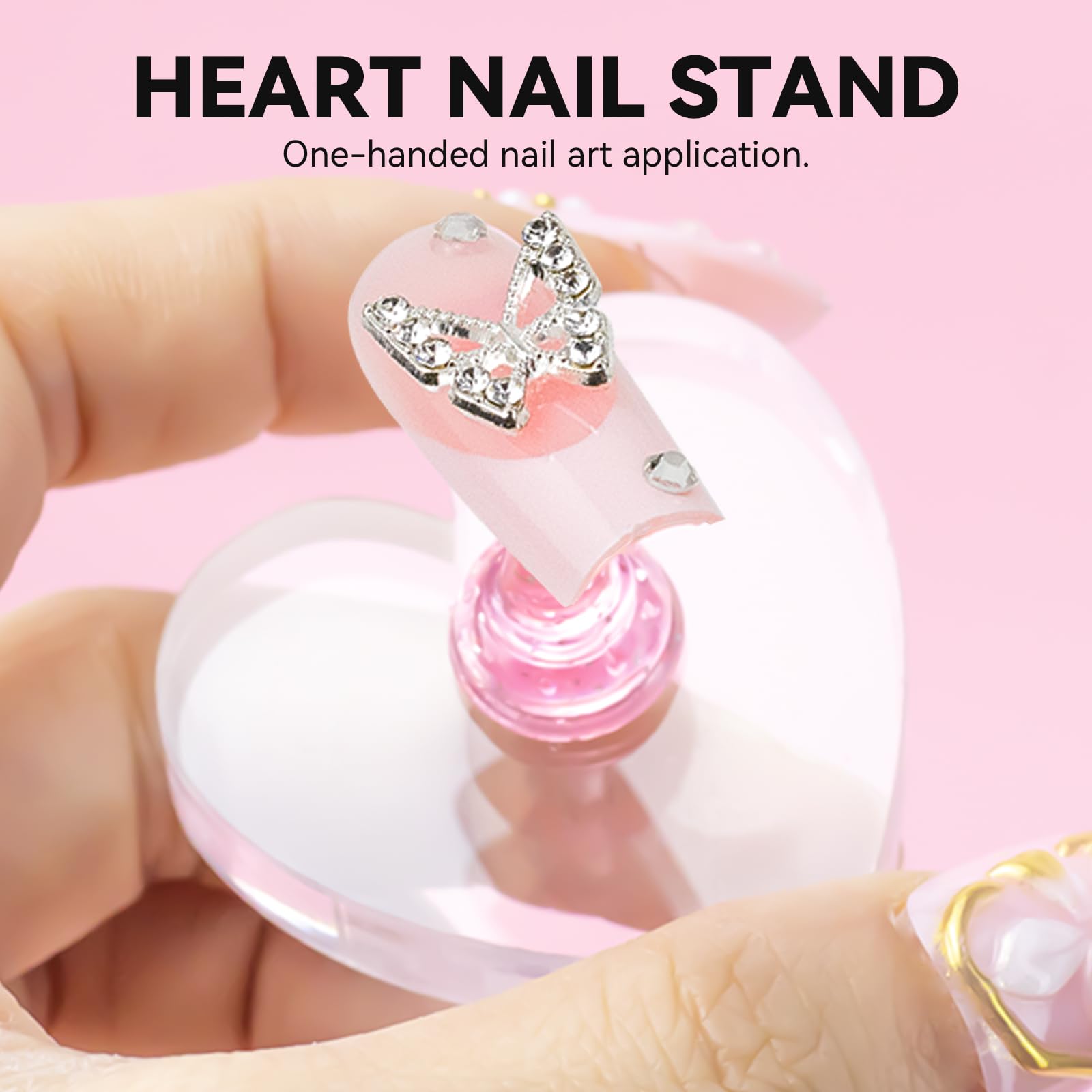 Gradient heart pattern nail stand base with holders