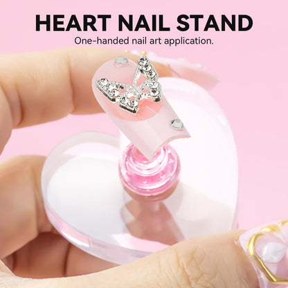 Gradient heart pattern nail stand base with holders