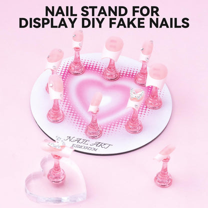 Detailed view of heart shaped nail tip holders