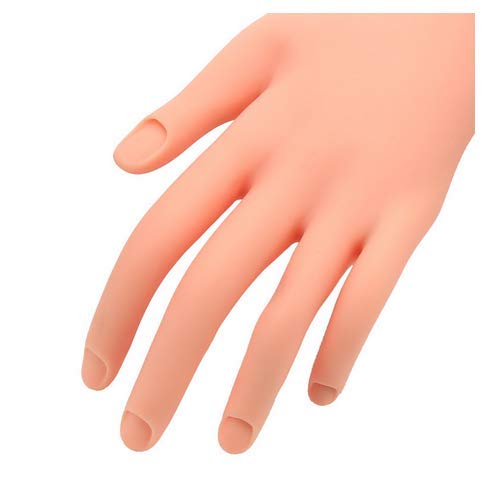 Lassum mannequin hand for acrylic nail practice on a desk