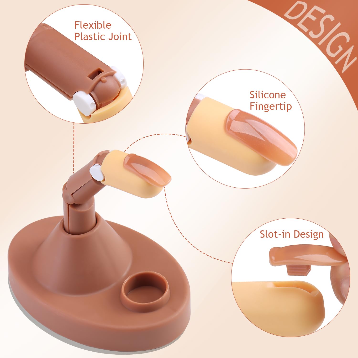 Deciniee nail training tool with multiple replacement nail tips