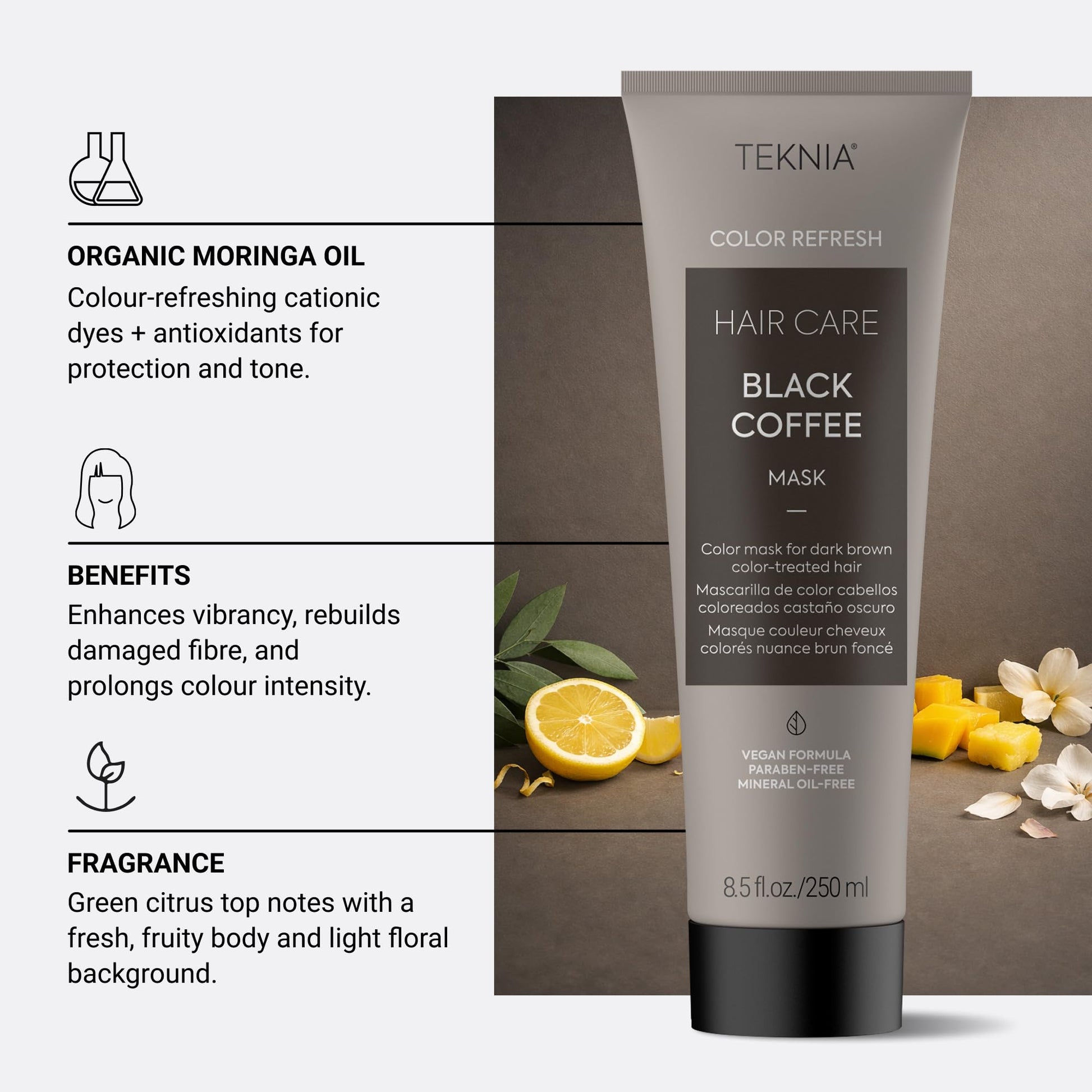 LAKMÃ‰ Teknia color care range highlighting the ceramide rebuild system for deep hair fiber repair.