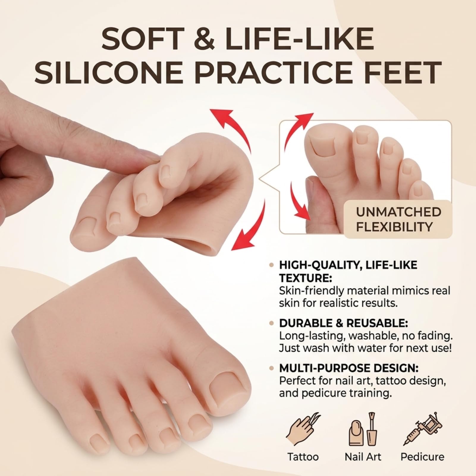 Cosiki soft silicone foot model for pedicure training