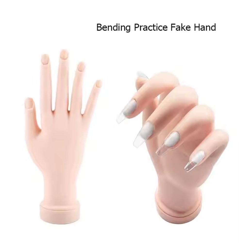 Side profile of bendable nail art practice hand