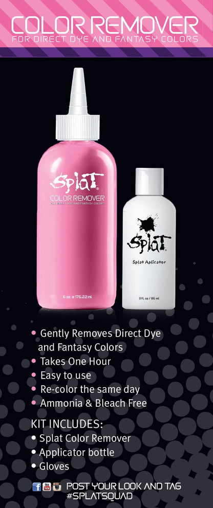Splat fantasy hair color stripper kit detailing one hour application instructions
