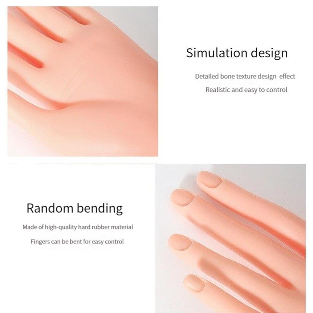 Manicure practice hand positioned for acrylic application