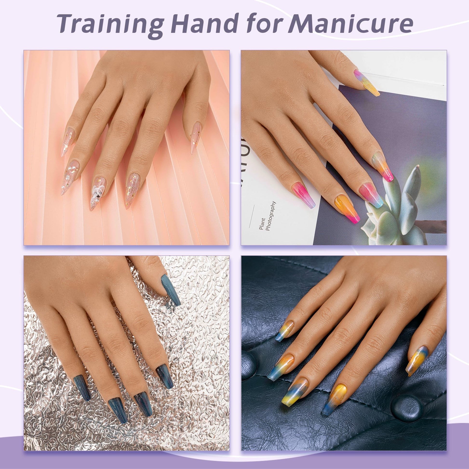 Veikmv realistic silicone manicure hand for gel polish practice