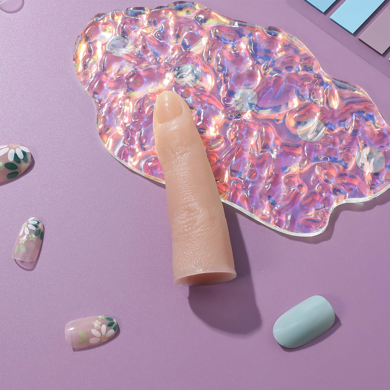 Professional nail art training finger for acrylic applications