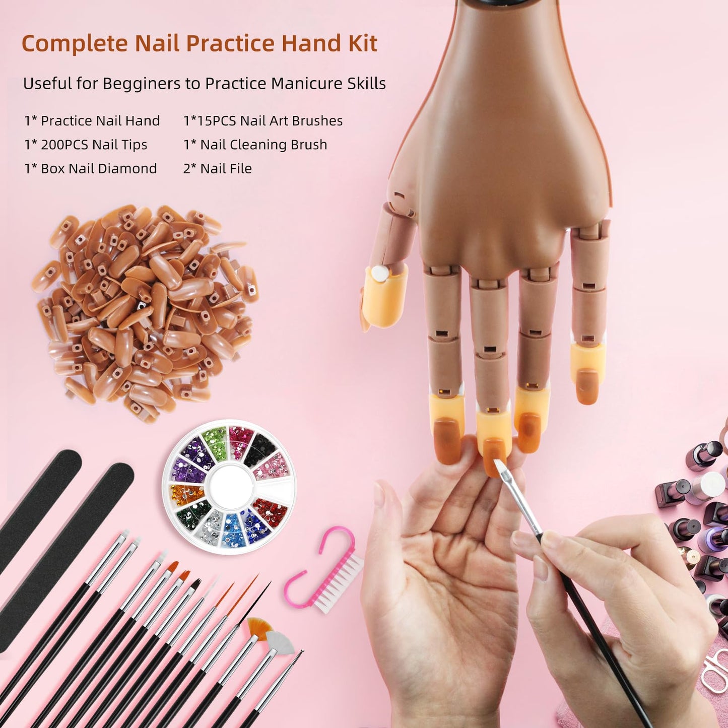 Niqzopa nail training mannequin hand with table clamp